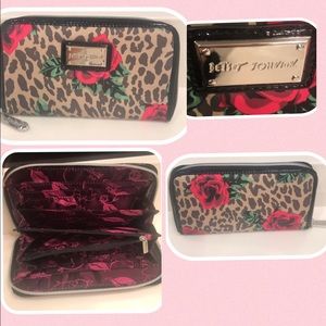 Betsey Johnson Leopard & Rose Zip Around Wallet